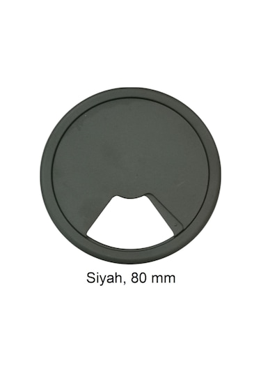 Adilon Masa Üstü Kablo Kanalı Deliği Kapağı Siyah Masa Kapağı 8 Cm 5 Adet