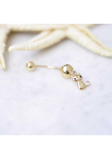 Kedi Göbek Piercing Sarı