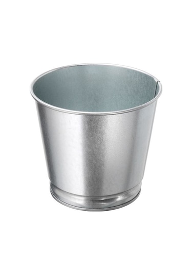 Galvanizli Gümüş Renk Saksı Bitki Çiçek Saksısı 9 cm MeridyenDukkan Çelik