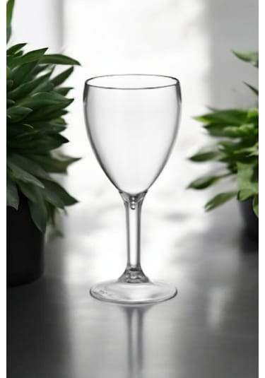 Kırılmaz Çizilmez Şarap Bardağı 320 Ml Polikarbon Şarap Kadehi 6 Adet Buzlu Şeffaf