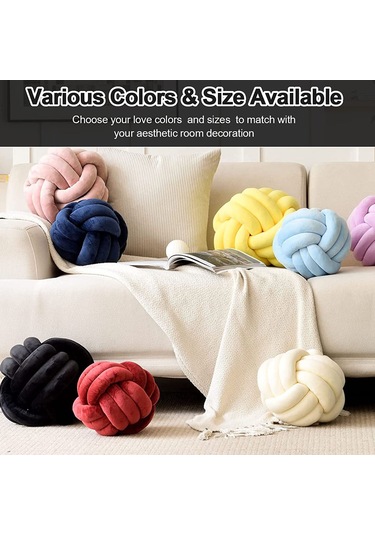 Reedark Yumuşak Düğüm Yastık Topu - Dekoratif Ve Rahat Çocuk Oyun Yastığı 20cm Siyah Siyah