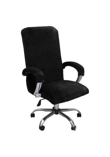 Siyah 1 Takım Kadife Elastik Sandalye Kapak Kalınlaşmış Çıkarılabilir Xlwith Armrest Siyah 1 Takım Kadife Elastik Sandalye Kapak Kalınlaşmış Çıkarılabilir Xlwith Armrest