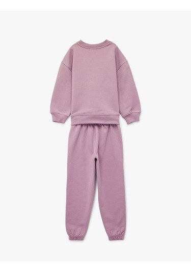 Koton Regular Fit Nakışlı Pamuk Karışımlı Eşofman Takımı Pembe 6wkg10221ak Gül