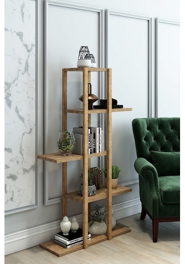 5 Katlı Çok Amaçlı Ahşap Raf Ünitesi - Banyo Organizer 108cm