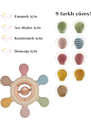 Boncuklu Silikon Bebek Diş Kaşıyıcı Hafif Ve Rahat Kavranır Çok Renkli