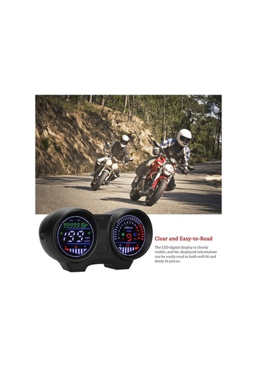 Pazly Led Motosiklet Hız Göstergesi Ve Kilometre Sayacı 13000rpm Model Lmk00057 Siyah