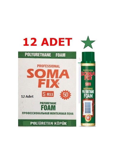 12Ad 750 ML - 850 G Somafix Poliüretan Köpük Kapı Pencere Pu