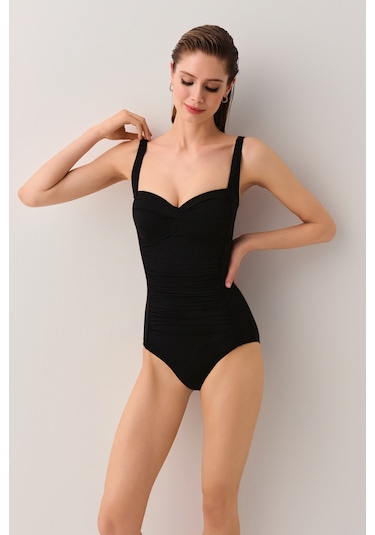 Suwen Önü Drapeli Toparlayıcı Mayo Sbn25240012 Siyah