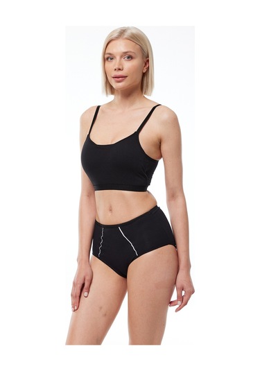 Malabadi Kadın Siyah 2 Li Paket Pamuk Elastan Sabrina Yüksek Bel Slip Külot 114 Siyah