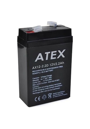 12 Volt 2.2 Amper Dik Kare Akü 70x46x101 Mm