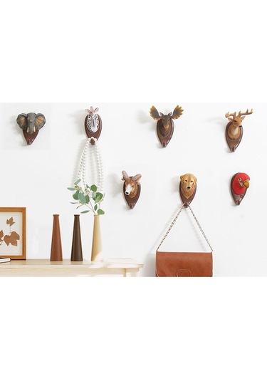Suntek Yaratıcı Duvara Monte Askılı Ev Dekor Keçi Hayvan Kafası Askı Çok Renkli