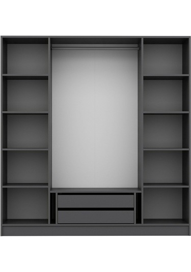 Kale Plus 4 Mebran Kapaklı 2ç Dolap Antrasit Mebran Füme Cam 190cm Antrasit