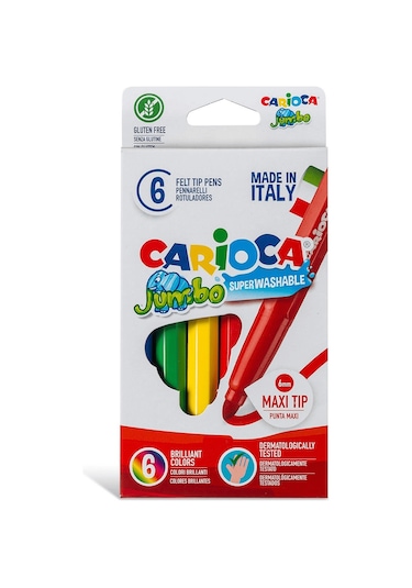 Carioca 40568 Jumbo Yıkanabilir Keçeli Boya Kalemi 6'lı