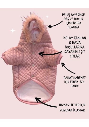 Pinky Pie Pembe Kedi Montu Kışlık Ceket