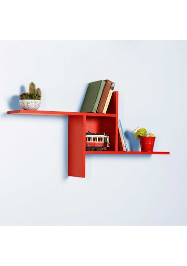 Adoremobilya Plus Dekoratif Duvar Rafı - Kırmızı