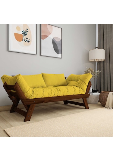 Woodesk Adalar Masif Ceviz-sarı Renk 2li Kanepe Cpt8166-210