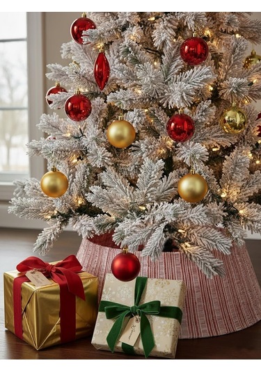 Lumy Kırmızı Yılbaşı Ağaç Altı Eteği Metal 52-67 25cm