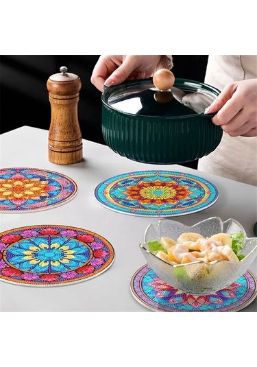 Flybuy Adet Dıy Elmas Sanat Boyama Masa Örtüsü, Masa Dekoru, 19,5x19,5 Cm, 5d Dıy Set Diğer