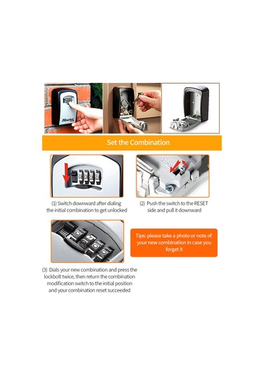 Samdoo Master Lock Dışarıda Kullanıma Uygun Duvar Montajlı 4 Haneli Parolalı Anahtar Saklama Kutusu 5401d