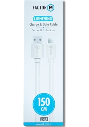 Factor-M Lıghtnıng Data Kablo 2.4A 1.5M Beyaz Fm-2415L