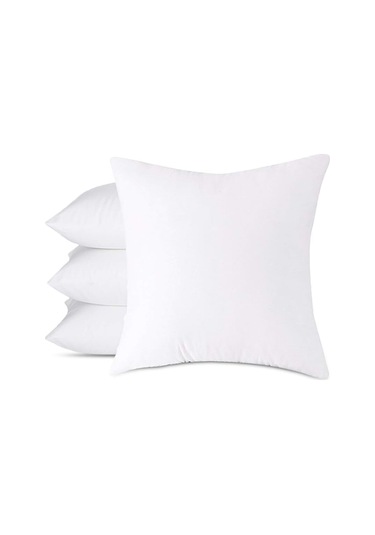 4 Adet Kırlent Iç Yastık Ekstra Dolgun Koltuk Yastığı Balkon Bahçe Aksesuar Yastığı 45x45 Beyaz