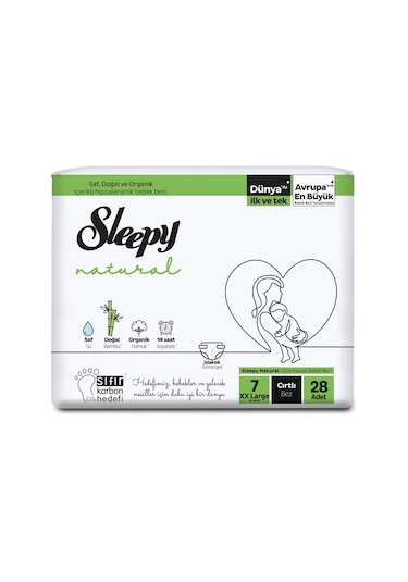 Sleepy Natural Ekonomik Paket Bebek Bezi 7 Numara Xxlarge 28 Adet