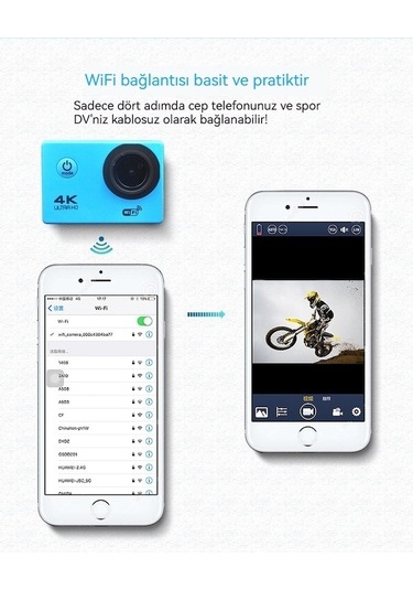 Ulzyvf Beyaz 4k Hd Su Altı Aksiyon Kamerası, Kablosuz Bağlantılı, Dayanıklı Beyaz Beyaz
