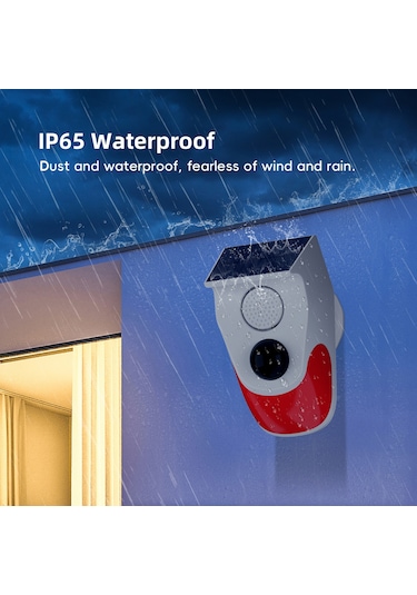 Maiyame Güneş Enerjili Kızılötesi Gizli Alarmlı Sistem - Dış Mekan 120db Ses Işık Alarmı, Usb Ve Güneş Şarjlı, 8 Ses Seçeneği