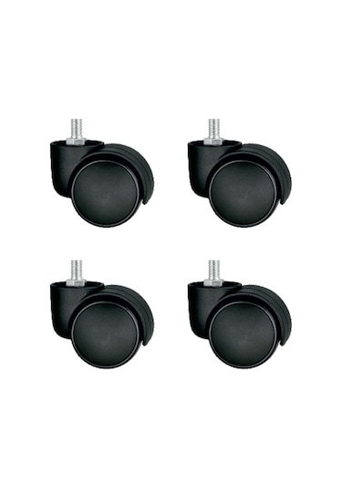 Bürosit Plastik Vidalı Teker - 50mm Hks152 - 4 Adet Abanoz
