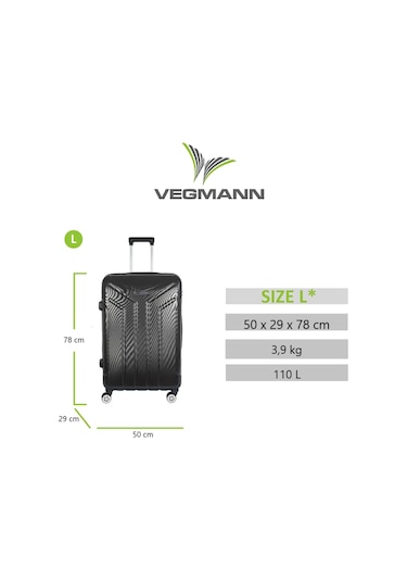 Vegmann Vela Siyah Büyük Boy Valiz