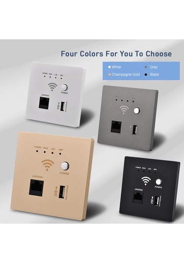 Yaleker Duvar Kurulu 300m Wifi Ap Router, Usb Şarj Cihazı, Gri Renkli, Çok Fonksiyonlu Kablosuz Ağ Cihazı