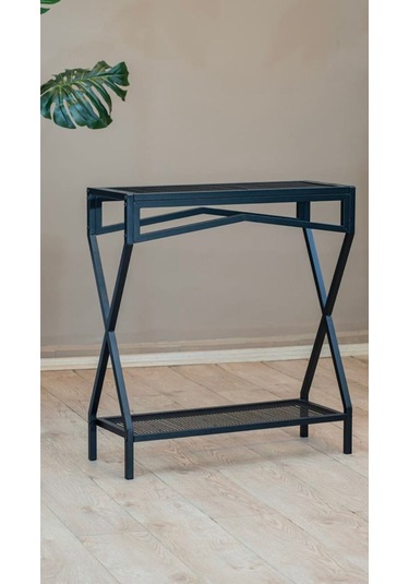 Uykula Modern Tasarım Siyah Metal Dresuar - Antre Ve Salon Konsolu 76 Cm