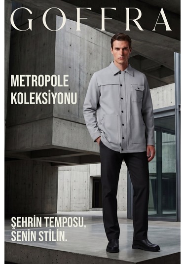 Goffra Erkek Metropole Modern Regular Fit Su İtici Teknik Ceket Gri M601-r0501-01