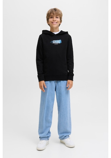 Jack & Jones Jcocondor Sweat Hood Fst Siyah Erkek Çocuk Sweatshirt 000000000102353036 Siyah