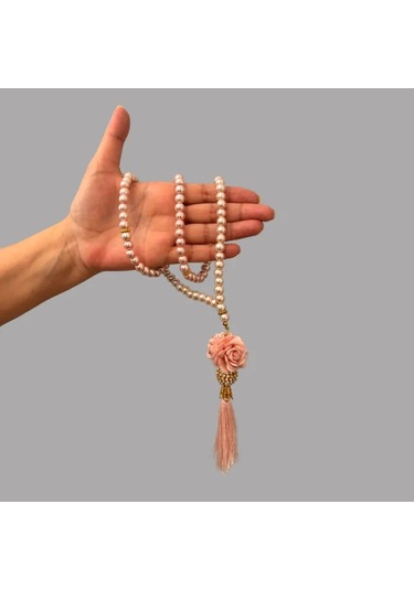 Uretti - Gül 4612 - El Yapımı Püsküllü İnci Tesbih 99'lu - Pembe Pembe