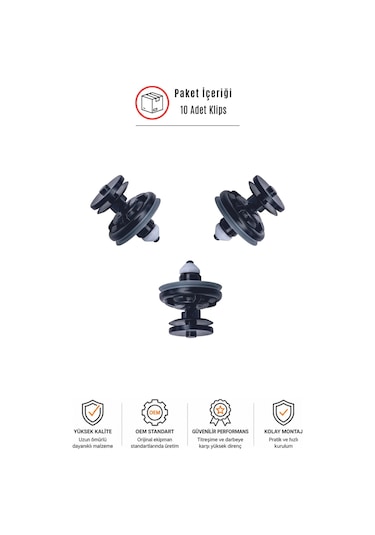 Ford Focus 1-2 C-max Kuga Uyumlu Kapı Döşeme Klipsi 6q0868243 10 Adet