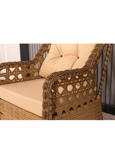 Btkconsept Datça Rattan Bahçe Mobilyası 3+1+1 Kahverengi/masalı Kahverengi