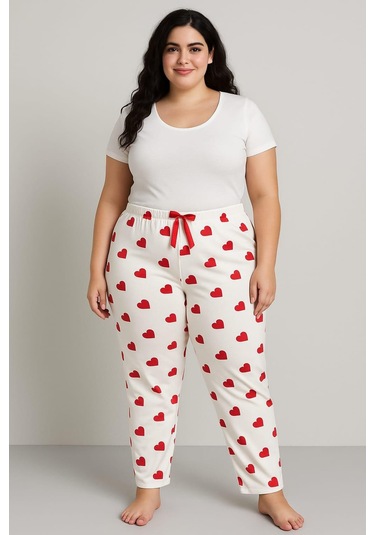 Kadın Büyük Beden Desenli Milan Tek Alt Beyaz Beyaz