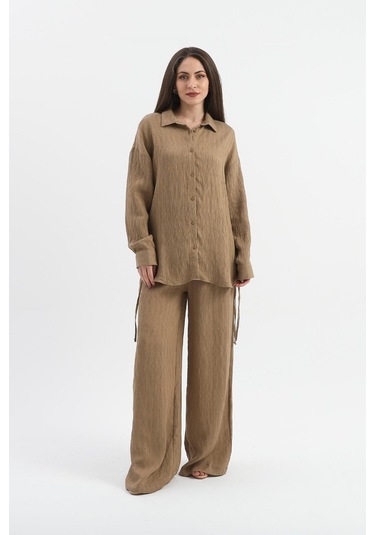 Yandan Bağlamalı Tunik Gömlek - Vizon-vizon Vizon