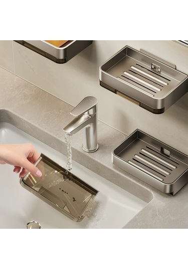 Yunboo Banyo Duvar Tipi Sabun Konteyneri, Delme Yok Kurulum, İki Katlı Sulama Özelliği, Ev Kullanıma Uygun, Detachable Temizlenebilir,伯爵 Siyah 1 Adet Diğer