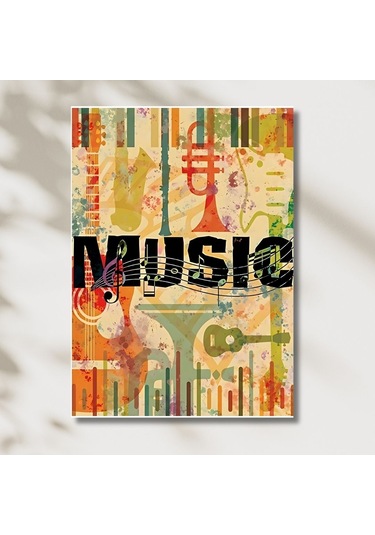 Vintage Müzik Esintisi Dekoratif Mdf Poster