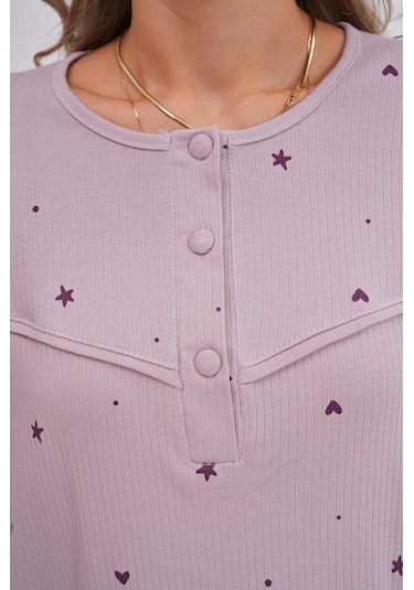 Mecit 6150 Bayan Lila Yüzde Yüz Pamuk Büyük Beden Pijama Takımı Lila