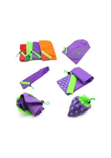 Geekyou 10 Adet Meyve Desenli Yeniden Kullanılabilir Alışveriş Çantaları - Katlanabilir, Taşınabilir, 20 Pound Yük Kapasitesi, Ekonomik Ve Dayanıklı Diğer