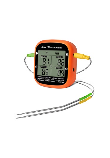 Tenfowee Bluetooth Bağlantılı Akıllı Et Termometresi, Anlık Okuma Ve Alarmlı, Kamp Ve Barbekü İçin Çok Renkli