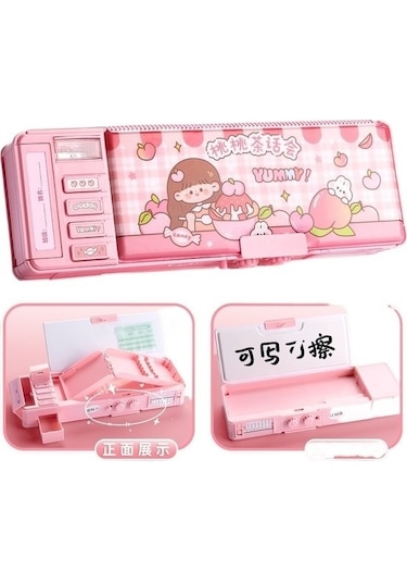 Jolıta-ıqp39f08 Çok Fonksiyonlu Kırtasiye Kutusu Kızlar Şifreli Kilit Kalem Kutusu-pembe
