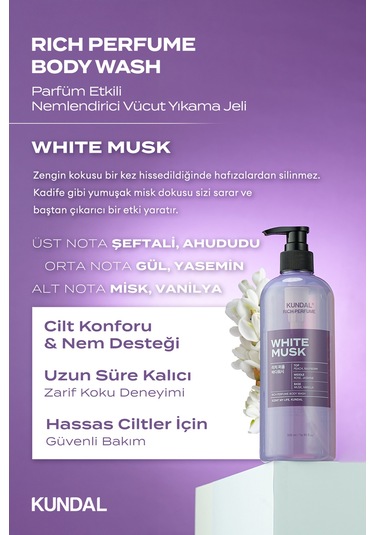 Kundal Rich Perfume Body Wash White Musk Amber 500 ML