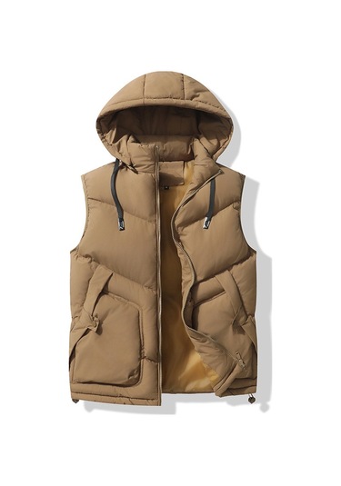 Yeni Erkek Kalın Dik Yaka Yelek Kahve