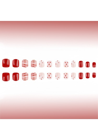 İlkbahar Ve Yaz Günlük Kısa Aşk Avrupa Kare Aşınma Tırnak Çapraz Çizgiler Tatlı Parlak Çok Yönlü Sahte Tırnaklar 24 Adet Tırnak Sanatı Dahil Araçlarys527