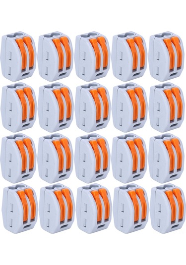 Moveevo 212 Modeli Gri Nylon Hızlı Kablolu Bağlayıcı, 20a Akım, 2 Adetli, Aydınlatma Uyumlu, 20'li Paket