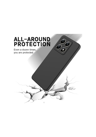 Xiaomi 14t İçin Düz Renk Sıvı Silikon Damlamaz Tam Kapsama Telefon Kılıfı Siyah